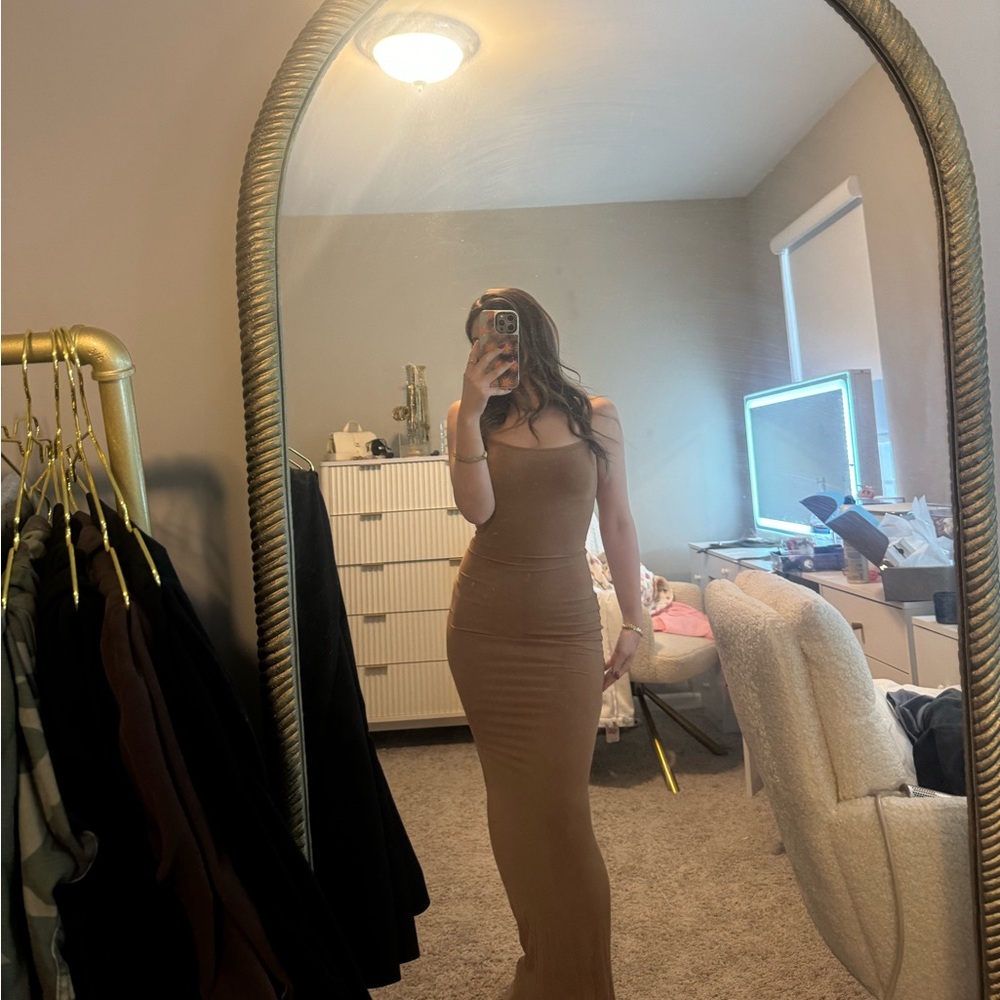 NWT Tan skims long slip dress